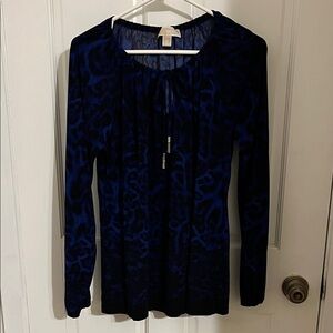 Michael Kors Black and Blue Patterned Blouse